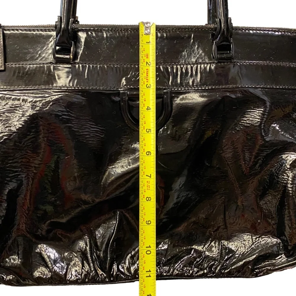 GUCCI Black Patent Leather Horsebit Tote Shoulder Bag - Recolored